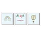 Kit quadros céu azul arco íris balão princess aquarela