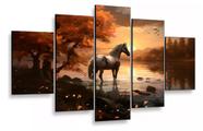 Kit Quadros Decoração Cavalos Paisagem"