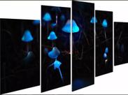 Kit Quadros Decoração Cogomelo Azul Neon"