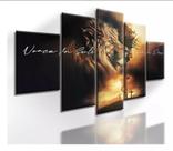 Kit Quadros Decoração Leão De Juda Jesus Cristo + Cruz"