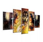 Kit Quadros Decoração Lobo Índios Águia"