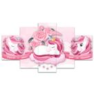 Kit Quadros Decorativo Quarto Infantil Unicórnio Rosa Menina