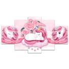 Kit Quadros Decorativo Quarto Infantil Unicórnio Rosa Menina