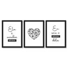 Kit quadros decorativos com molduras 3 peças Ela é minha menina