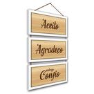 Kit Quadros Decorativos e Corda 3pçs 17x32 Agradeço e Confio