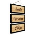 Kit Quadros Decorativos e Corda 3pçs 17x32 Agradeço e Confio