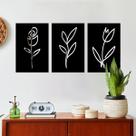 Kit Quadros Decorativos Espelhados Flores Prata