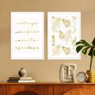 Kit Quadros Decorativos Espelhados Gratidão Moldura Branca