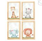 Kit Quadros Decorativos Infantil Safari Baby Menina Aquarela