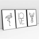 Kit Quadros Decorativos Love Animais Geométricos