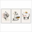 Kit Quadros Decorativos Moldura de Madeira 60x120cm Estátuas
