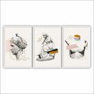 Kit Quadros Decorativos Moldura de Madeira 60x120cm Estátuas