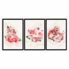 Kit Quadros Decorativos Moldura de Madeira Estátuas Floral