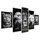 Kit Quadros Decorativos Motivacional Mosaico Disciplina Foco Execução Estratégia Sucesso - 5 Peças - 104cm x 60cm