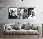 Kit Quadros Geométricos Azul Abstrato Decorativo Moldura Kit Quadros Geométricos Azul Abstrato Decorativo Moldura