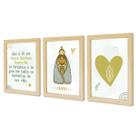 Kit Quadros Grande Infantil Bebê Religiosos Nossa Senhora Jesus Sagrada Família com Nome Personalizado 40cm