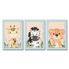 Kit Quadros Infantil Safari Aquarela 20X30 Com Vidro