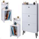 Kit Quarto 2 Mesas Cabeceira Mesinha Fantasy Lateral Cama Sapateira Vertical Dark Organizadora Calçados Unissex Branco - Lojas RPM