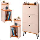 Kit Quarto 2 Mesas Cabeceira Mesinha Fantasy Lateral Cama Sapateira Vertical Dark Organizadora Calçados Unissex Off White/Cinamomo - Lojas RPM