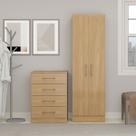 Kit Quarto Armário com Cômoda 4 Gavetas Carvalho