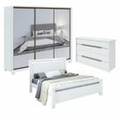 Kit Quarto Casal 3 Peças com Guarda-Roupa Spazio Cômoda Urban e Cama Reali Branco