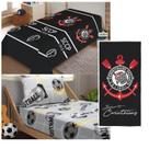 Kit Quarto Corinthians Manta e Toalha com Jogo de Cama Futebol