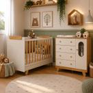 Kit Quarto De Bebê Berço Com Cômoda Pingo Off White/Amêndoa Kit Quarto De Bebê Berço Com Cômoda Pingo Off White/Amêndoa