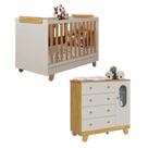 Kit Quarto De Bebê Berço Com Cômoda Pingo Off White/Amêndoa Kit Quarto De Bebê Berço Com Cômoda Pingo Off White/Amêndoa