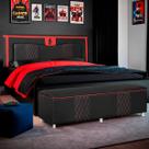 Kit Quarto Gamer Baú e Painel Fighter USB 160cm Cama Queen