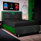 Kit Quarto Gamer Baú e Painel Fighter USB 90 Cama Solteiro