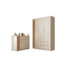 Kit Quarto Infantil Bebê Ayla Cômoda 4 Gavetas Guarda Roupa 3 Portas 4 Gavetas Off White -Phoenix Baby