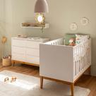 Kit Quarto Infantil Theo com Pés Square Mel - Berço + Cômoda 6 Gavetas - Branco Fosco