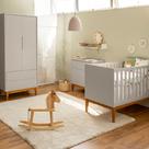 Kit Quarto Infantil Theo Square Areia Cômoda 3 Gavetas + Guarda-Roupa 2 Portas + Berço