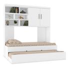 Kit Quarto Modulado Infantil 3 Peças Cama Solteiro e Auxiliar Armario Aéreo 2 Portas Chiara Branco - Phoenix Baby