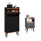 Kit Quarto Sapateira Vertical 3 Gavetas Basculantes Dark Preto/Cinamomo e Mesinha Lateral Pequena com Nicho Organizador Dream Cinza/Cinamomo RPM Kit Quarto Sapateira Vertical 3 Gavetas Basculantes Dark Preto/Cinamomo e Mesinha Lateral Pequena com Nicho Organizador Dream Cinza/Cinamomo RPM