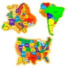 Kit Quebra-cabeça Mapas EUA EUROPA AMÉRICA DO SUL