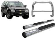 Kit Quebra Mato Barra Estribo Oval Cromado Para Blazer