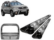 Kit Quebra Mato C/Chapa Estribo Personalizado Preto Brilhante Duster