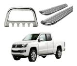 Kit Quebra Mato E Estribo Chapa Amarok Cd Cromado
