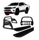 Kit Quebra Mato Estribo CH Santo Antônio H3 Hilux 16/20 Preto