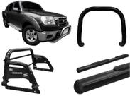 Kit Quebra Mato Estribo Oval Santo Antônio H3 Ranger 97/12 Preto