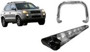 Kit Quebra Mato Estribo Personalizado Cromado e Preto Tucson até 2016