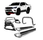 Kit Quebra Mato Estribo Personalizado Santo Antônio H3 Hilux 16/20 Cromado