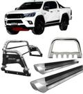 Kit Quebra Mato Estribo Personalizado Santo Antônio H3 Hilux 16/20 Cromado