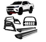 Kit Quebra Mato Estribo Personalizado Santo Antônio H3 Hilux 16/20 Preto