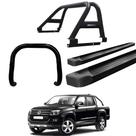 Kit Quebra Mato Estribo Plataforma Santo Antônio Duplo/Amarok CD Preto