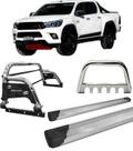 Kit Quebra Mato Estribo Plataforma Santo Antônio H3 Hilux 16/20 Cromado
