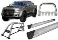Kit Quebra Mato Estribo Plataforma Santo Antônio H3 Ranger 13/20 Cromado