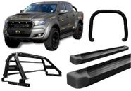 Kit Quebra Mato Estribo Plataforma Santo Antônio H3 Ranger 13/20 Preto