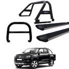 Kit Quebra Mato Estribo Preto Fosco/Santo Antônio Duplo Amarok CD